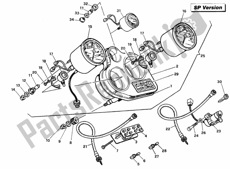 Alle onderdelen voor de Meter Ht, Sp van de Ducati Supersport 900 SS USA 1995
